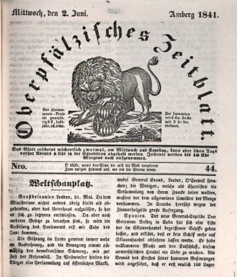 Oberpfälzisches Zeitblatt (Amberger Tagblatt) Mittwoch 2. Juni 1841