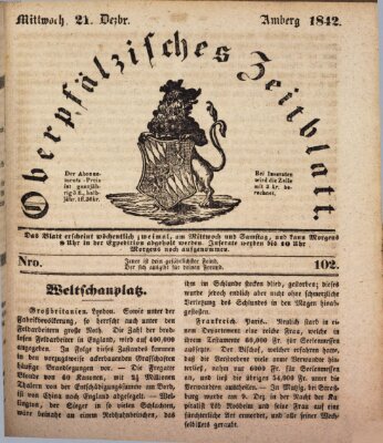 Oberpfälzisches Zeitblatt (Amberger Tagblatt) Mittwoch 21. Dezember 1842
