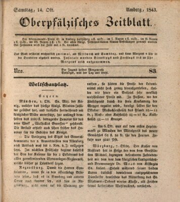 Oberpfälzisches Zeitblatt (Amberger Tagblatt) Samstag 14. Oktober 1843