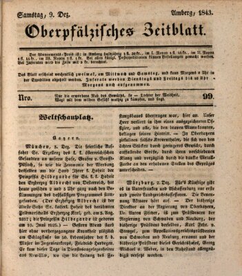 Oberpfälzisches Zeitblatt (Amberger Tagblatt) Samstag 9. Dezember 1843
