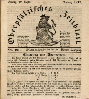 Oberpfälzisches Zeitblatt (Amberger Tagblatt) Freitag 17. Dezember 1847