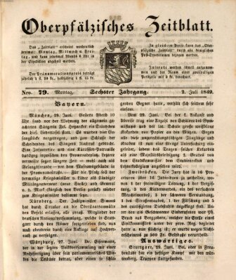 Oberpfälzisches Zeitblatt (Amberger Tagblatt) Montag 2. Juli 1849