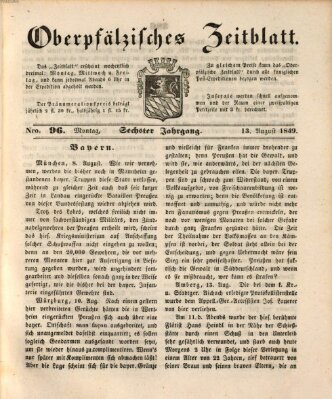 Oberpfälzisches Zeitblatt (Amberger Tagblatt) Montag 13. August 1849