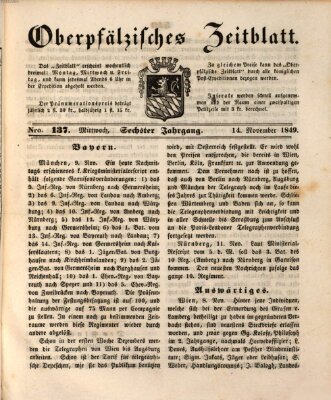 Oberpfälzisches Zeitblatt (Amberger Tagblatt) Mittwoch 14. November 1849