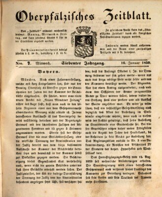 Oberpfälzisches Zeitblatt (Amberger Tagblatt) Mittwoch 16. Januar 1850