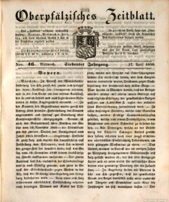 Oberpfälzisches Zeitblatt (Amberger Tagblatt) Mittwoch 17. April 1850