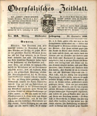 Oberpfälzisches Zeitblatt (Amberger Tagblatt) Montag 23. September 1850