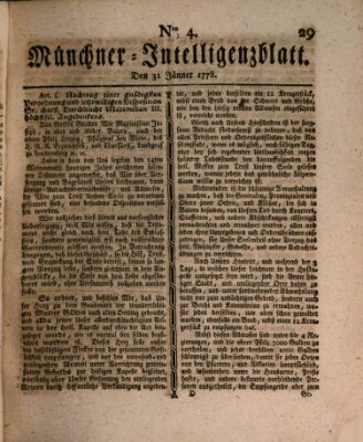 Münchner Intelligenzblatt Samstag 31. Januar 1778
