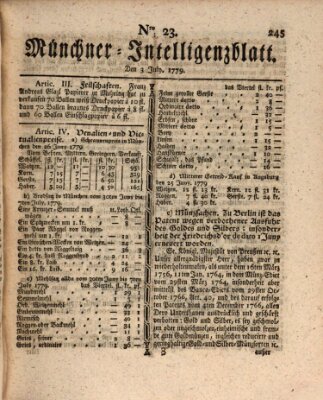 Münchner Intelligenzblatt Samstag 3. Juli 1779