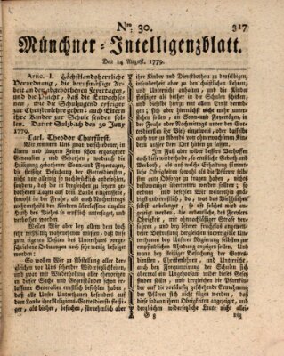 Münchner Intelligenzblatt Samstag 14. August 1779