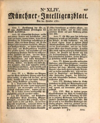 Münchner Intelligenzblatt Samstag 20. Oktober 1781
