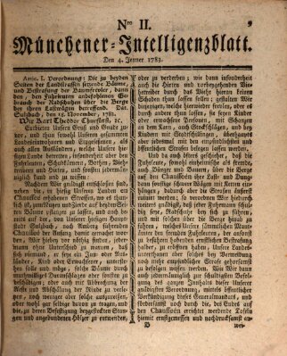 Münchner Intelligenzblatt Samstag 4. Januar 1783
