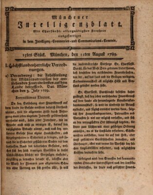 Münchner Intelligenzblatt Dienstag 11. August 1789