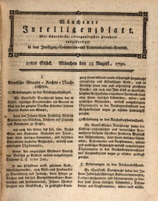 Münchner Intelligenzblatt Freitag 13. August 1790
