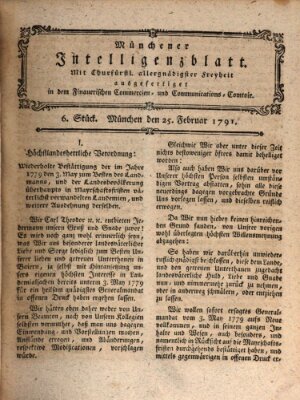 Münchner Intelligenzblatt Freitag 25. Februar 1791