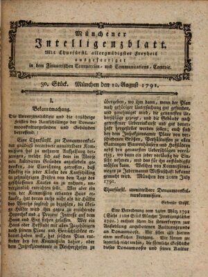 Münchner Intelligenzblatt Freitag 12. August 1791