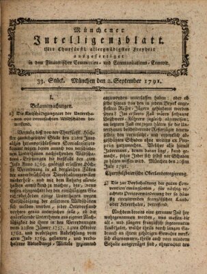 Münchner Intelligenzblatt Freitag 2. September 1791