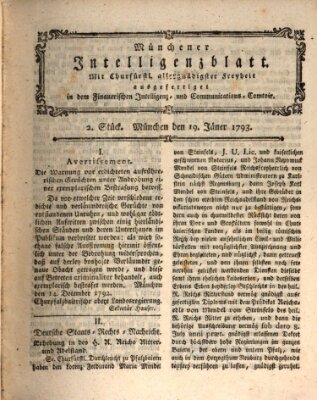 Münchner Intelligenzblatt Samstag 19. Januar 1793