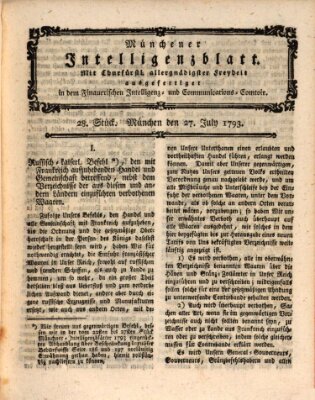 Münchner Intelligenzblatt Samstag 27. Juli 1793