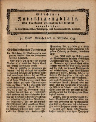 Münchner Intelligenzblatt Samstag 12. Dezember 1795