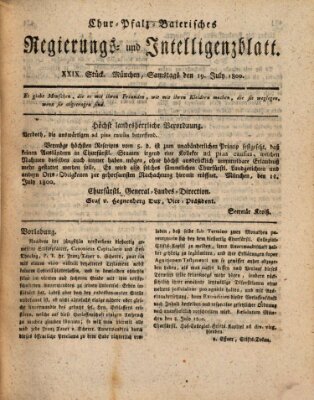 Chur-pfalz-baierisches Regierungs- und Intelligenz-Blatt (Münchner Intelligenzblatt) Samstag 19. Juli 1800