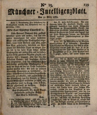 Münchner Intelligenzblatt Donnerstag 30. März 1780