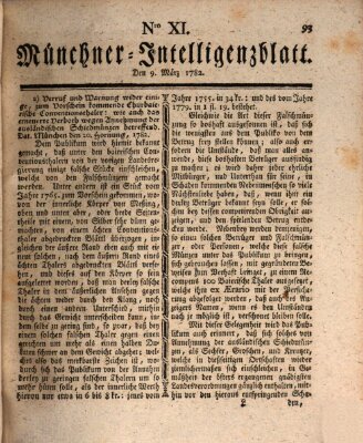 Münchner Intelligenzblatt Samstag 9. März 1782
