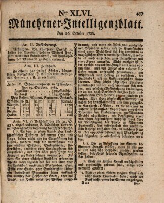Münchner Intelligenzblatt Samstag 26. Oktober 1782