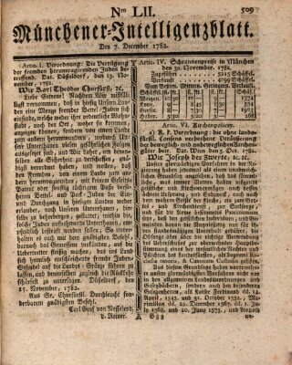 Münchner Intelligenzblatt Samstag 7. Dezember 1782
