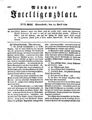 Münchner Intelligenzblatt Samstag 27. April 1799