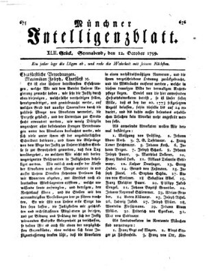 Münchner Intelligenzblatt Samstag 12. Oktober 1799