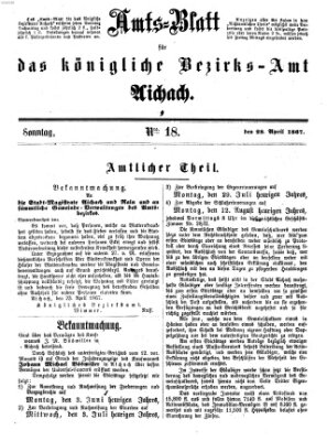 Amtsblatt für das Bezirksamt und Amtsgericht Aichach Sonntag 28. April 1867