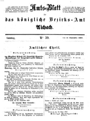 Amtsblatt für das Bezirksamt und Amtsgericht Aichach Sonntag 22. September 1867