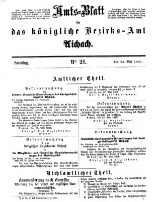 Amtsblatt für das Bezirksamt und Amtsgericht Aichach Sonntag 24. Mai 1868