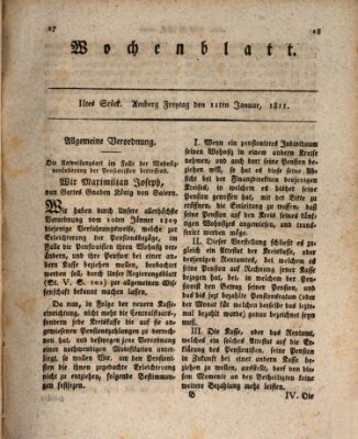 Wochenblatt (Oberpfälzisches Wochenblat) Freitag 11. Januar 1811