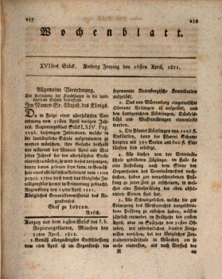 Wochenblatt (Oberpfälzisches Wochenblat) Freitag 26. April 1811