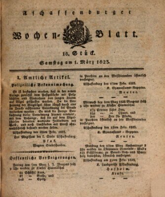 Aschaffenburger Wochenblatt (Aschaffenburger Zeitung) Samstag 1. März 1823