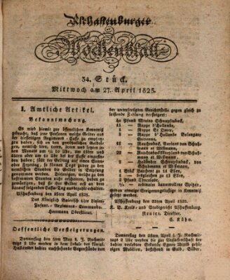 Aschaffenburger Wochenblatt (Aschaffenburger Zeitung) Mittwoch 27. April 1825