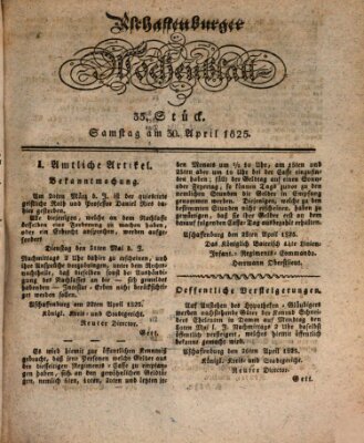 Aschaffenburger Wochenblatt (Aschaffenburger Zeitung) Samstag 30. April 1825