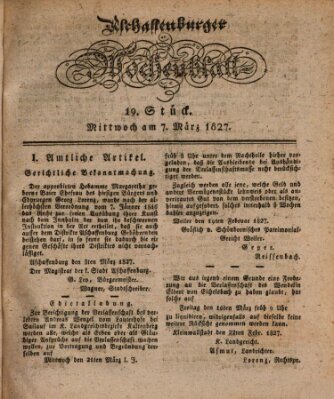 Aschaffenburger Wochenblatt (Aschaffenburger Zeitung) Mittwoch 7. März 1827