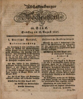 Aschaffenburger Wochenblatt (Aschaffenburger Zeitung) Samstag 25. August 1827