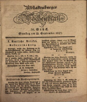 Aschaffenburger Wochenblatt (Aschaffenburger Zeitung) Samstag 22. September 1827