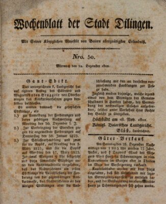 Wochenblatt der Stadt Dillingen Mittwoch 11. Dezember 1822