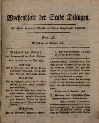 Wochenblatt der Stadt Dillingen Mittwoch 26. November 1823
