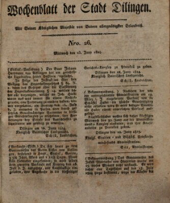 Wochenblatt der Stadt Dillingen Mittwoch 23. Juni 1824