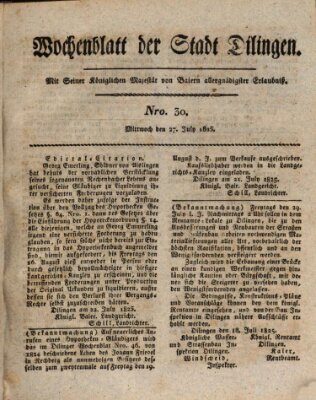 Wochenblatt der Stadt Dillingen Mittwoch 27. Juli 1825
