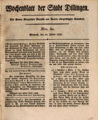 Wochenblatt der Stadt Dillingen Mittwoch 23. Juli 1828