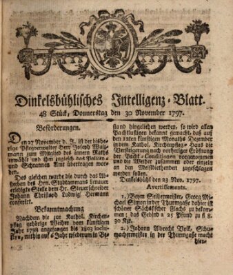 Dinkelsbühlisches Intelligenz-Blatt Donnerstag 30. November 1797