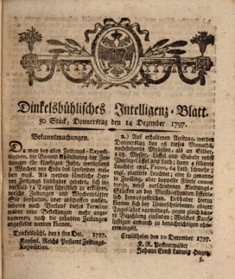 Dinkelsbühlisches Intelligenz-Blatt Donnerstag 14. Dezember 1797