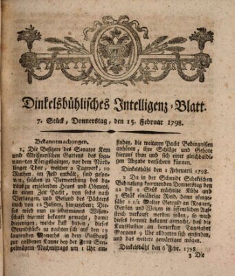 Dinkelsbühlisches Intelligenz-Blatt Donnerstag 15. Februar 1798